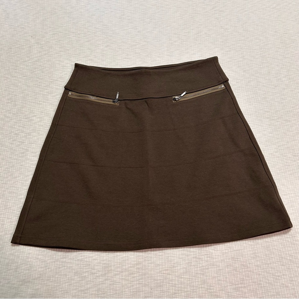 Athleta Skirt Women Small SP Strata‎ A-Line Zip Pockets Athletic Brown Knit